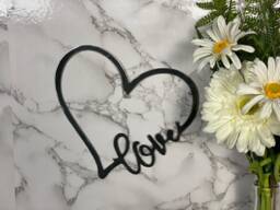 Love Sign Heart Brushed Steel Wall Art Modern Home Design Present Gift Idea - thumbnail 1