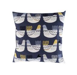 "Scandi Chickens Navy Blue Cushion Cover 14"" 16"" 18"" 20"