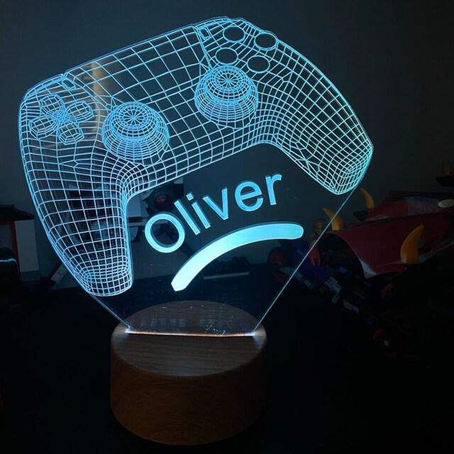 Personalised 3D Game Controller Gift Lamp Night Light Kids Bedroom - image 1