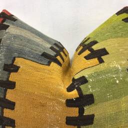 Vintage Turkish Kilim Pillow Cover, Handwoven Accent - 16x24 - thumbnail 2