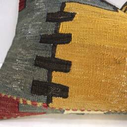Vintage Turkish Kilim Pillow Cover, Handwoven Accent - 16x24 - thumbnail 3