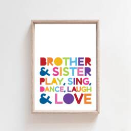 Colourful Playroom Prints, Brother Sister & Quote, Girls Nursery Boys Wall Art - thumbnail 2