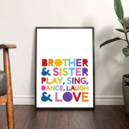 Colourful Playroom Prints, Brother Sister & Quote, Girls Nursery Boys Wall Art - thumbnail 3