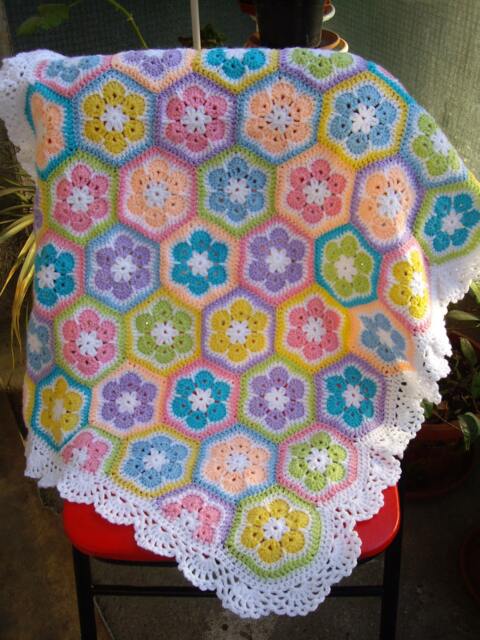 African Flower Crochet Blanket Granny Square Afghan - image 1