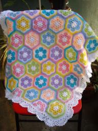 African Flower Crochet Blanket Granny Square Afghan - thumbnail 1