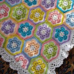 African Flower Crochet Blanket Granny Square Afghan - thumbnail 3
