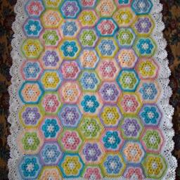African Flower Crochet Blanket Granny Square Afghan - thumbnail 4