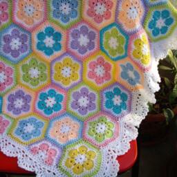 African Flower Crochet Blanket Granny Square Afghan - thumbnail 2