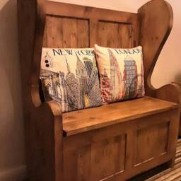 Reclaimed Wooden 3Ft Monk Bench/ Settle Bench With Storage - thumbnail 2