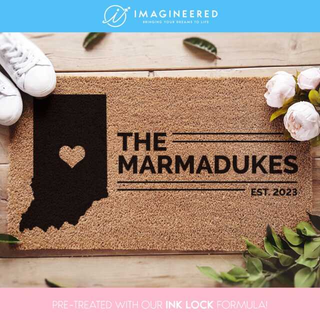 Custom State Map - Indiana Mat Personalized Home Doormat Us New House Decor Housewarming - image 1