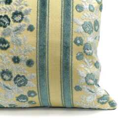 Vintage Blue Velvet Pillow Cover - Handmade Floral Accent 16x16 - thumbnail 3