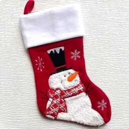 Personalised Red Tartan Fluffy Stocking - Stocking Christmas Snowman Santa Reindeer Penguin - thumbnail 2