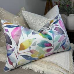 "Floral Leaf Cushion Cover, Scatter Leaves Pillow Decorative Chair Lumbar Cover 12"" X 20" - thumbnail 1