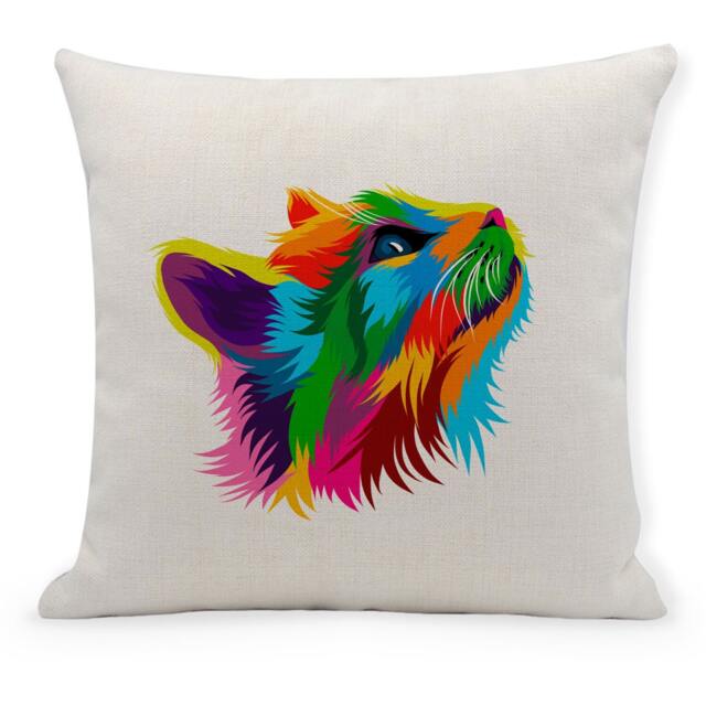 Cat Cushion Cover, Lover Gift, Colourful, Pop Art, Abstract - image 1