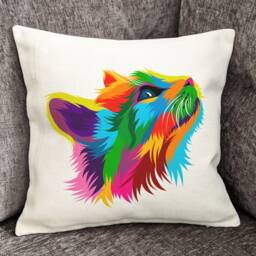 Cat Cushion Cover, Lover Gift, Colourful, Pop Art, Abstract - thumbnail 2
