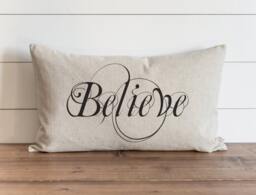 Believe 16 X 26 Pillow Cover // Christmas Holidays Faith Throw Gift Accent - thumbnail 1