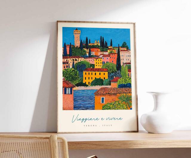 Verona Italy Travel Poster Romantic Italian Wall Art - image 1