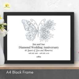 Personalised 60Th Wedding Anniversary Framed Print Diamond Gift - A4 Or A3 Size - thumbnail 3