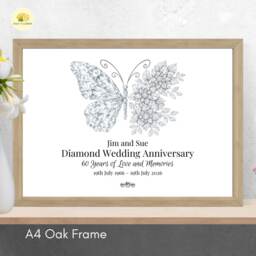 Personalised 60Th Wedding Anniversary Framed Print Diamond Gift - A4 Or A3 Size - thumbnail 1