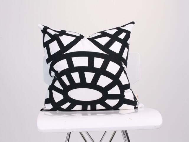 Bold Black Pillow Cover, Geometric Pillow, White Decorative Throw Accent Cushion Cover - image 1