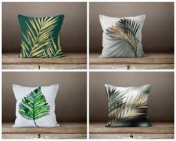 Plants, Leaves Cushion Cover/Living Room, Garden Pillow Case/Decorative Waist Case/Summer Trend Cushion Cover/Housewarming - thumbnail 1