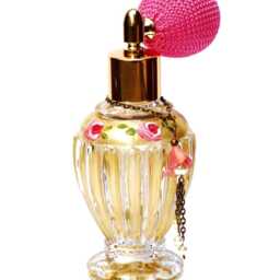 Vintage Style Gold Perfume Atomizer, Painted Pink Roses, Romantic Bedroom Vanity Table Decor - thumbnail 2