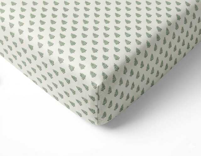 Fern Green Mini Crib Sheet Block Print Baby Bedding - image 1
