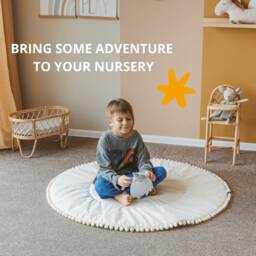 Round Baby Play Mat, Tummy Time 100% Cotton Nursery Rug, Playmat, Teepee Padded Nook, Shower Gift - thumbnail 2