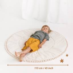 Round Baby Play Mat, Tummy Time 100% Cotton Nursery Rug, Playmat, Teepee Padded Nook, Shower Gift - thumbnail 3