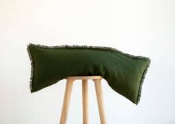 Green Fringe Long Lumbar, Body Pillow Cover, Lumbar Throw Pillow, Raw Edge May in Custom Size. Lumbar Cushion