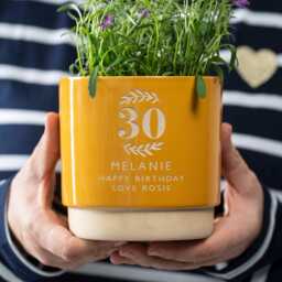 Personalised 30Th Birthday Indoor Plant Pot, Engraved To Order, Celebrate A Special Birthday With Bespoke Gift, We Can Engrave Any Number - thumbnail 1