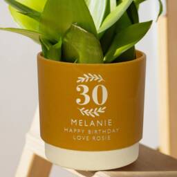 Personalised 30Th Birthday Indoor Plant Pot, Engraved To Order, Celebrate A Special Birthday With Bespoke Gift, We Can Engrave Any Number - thumbnail 2