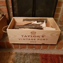 Log Crate/Fire Wood Kindling Store Carrier Holder - Wooden Box With Rope Handles Made From A Reclaimed Port Box - thumbnail 3