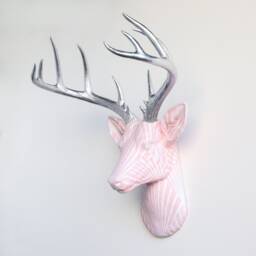 Faux Taxidermy Deer Head Fabric Wall Mount - Decor Blush Deco Fad6410/Fad6401 - thumbnail 2