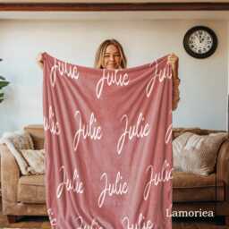 Personalized Name Blanket, Girl's Gift For Her, Birthday Gift, Baby's Christmas Youth Blanket With - thumbnail 2