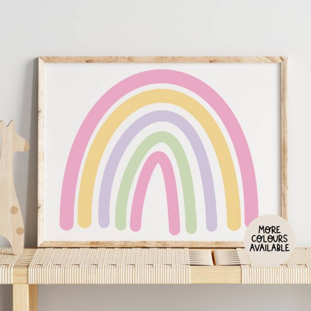 Scandi Rainbow Print - Nursery Kids Bedroom Playroom Girls Boys Kitchen Office - Unframed - image 1