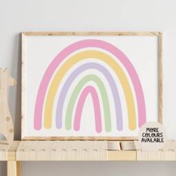 Scandi Rainbow Print - Nursery Kids Bedroom Playroom Girls Boys Kitchen Office - Unframed - thumbnail 1