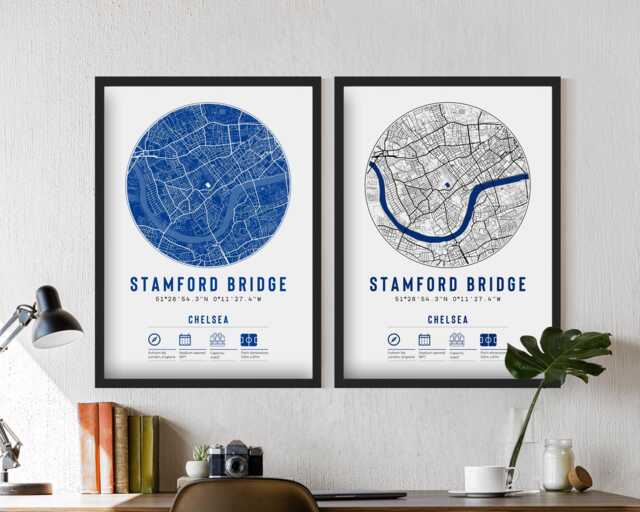 Chelsea Stamford Bridge Minimalist Map Prints & Frames - Gift Poster Dad Brother Uncle Granddad Football Fan For Him Christmas Secret Santa - image 1