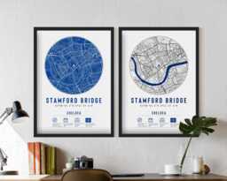 Chelsea Stamford Bridge Minimalist Map Prints & Frames - Gift Poster Dad Brother Uncle Granddad Football Fan For Him Christmas Secret Santa - thumbnail 1