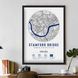 Chelsea Stamford Bridge Minimalist Map Prints & Frames - Gift Poster Dad Brother Uncle Granddad Football Fan For Him Christmas Secret Santa - thumbnail 2