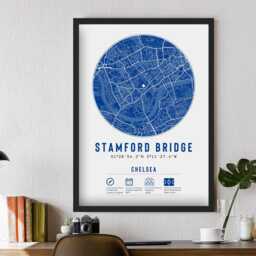 Chelsea Stamford Bridge Minimalist Map Prints & Frames - Gift Poster Dad Brother Uncle Granddad Football Fan For Him Christmas Secret Santa - thumbnail 3