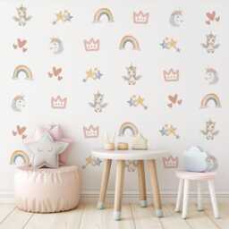Unicorn Wall Decals Girls Bedroom Decor Nursery Stickers Rainbow Baby Girl Room - thumbnail 2