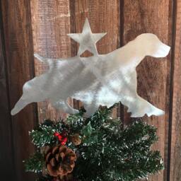 English Springer Spaniel, Dog Christmas Tree Topper, Star On Back, Holiday Decoration, Aluminum, Metal Art, Yard Stake Or Wall Hanging - thumbnail 2