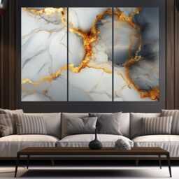 Luxury Marble Painting Canvas Print, Abstract Wall Art, Modern Decor, Contemporary Bedroom Framed & Ready To Hang - thumbnail 3