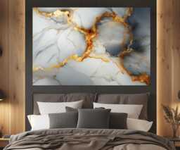 Luxury Marble Painting Canvas Print, Abstract Wall Art, Modern Decor, Contemporary Bedroom Framed & Ready To Hang - thumbnail 1