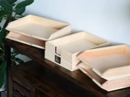 Wooden A4 Letter Tray Office File Tidy Organiser Document Paper Storage Filling Desk Folder Unit Display - Unfinished Plain Decorative Wood - thumbnail 1