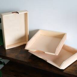Wooden A4 Letter Tray Office File Tidy Organiser Document Paper Storage Filling Desk Folder Unit Display - Unfinished Plain Decorative Wood - thumbnail 2