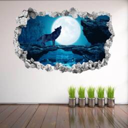 Wolf Howling Moon Dark Night Wall Sticker Mural Decal Print Art Home Office Decor Kh1 - thumbnail 1