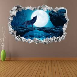 Wolf Howling Moon Dark Night Wall Sticker Mural Decal Print Art Home Office Decor Kh1 - thumbnail 2