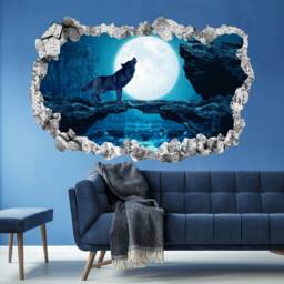 Wolf Howling Moon Dark Night Wall Sticker Mural Decal Print Art Home Office Decor Kh1 - thumbnail 3